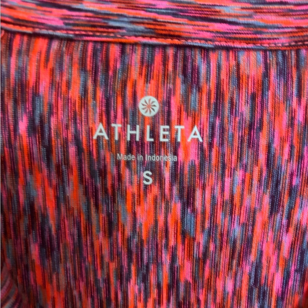 Athleta 1/4 Zip Pullover Pink Orange Running Thumbhole top - Picture 6 of 7